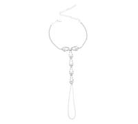 POPETPOP Rhinestone Toe Ring Foot Chain Anklets Women Summer Bridal Jewelry Sparkling Anklet Comfortable Fit Elegant Silver Leg Chains