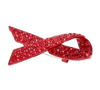 POPETPOP Ribbon Badge for Cancer Awareness Red Rhinestone Ribbon Brooch Alloy Pin for Sweaters Women Brooch Creative Breast Pin for World Cancer Day