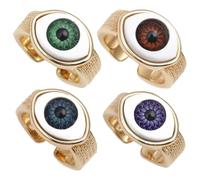 POPETPOP Rings Open Adjustable for Men and Women Copper Evil Eye 4pcs Sturdy and Wear Resistant Gothic Rings, Trendy Statement Jewelry for Occasion and Ceremonies