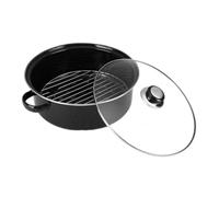 POPETPOP Roasting Pan in The Kitchen and Corn Chicken Wings Cast Iron with Flue Gas for Easy to Heat and Wear Resistant Cooking Pot Suitable for Roasting Sweet Potatoes