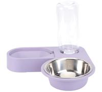 POPETPOP Rotatable Dual-use Dog Feeder Bowl with Wet-proof Nozzle Baffle, Plastic and Stainless Steel Pet Food Bowl for Dogs and Cats, Upper and Lower Split Design, Suitable for Home
