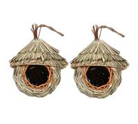POPETPOP Rough Straw Bird Nest Birdhouse for outside Hummingbird Houses for outside Easy Hanging Bird Nest