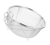 POPETPOP Round Deep Fryer Basket with Folding Handle Stainless Steel Mini Frying Basket Prevent Scald Design for Snacks and French Fries, Suitable for Cooking and Eating Hot Pot