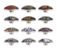 POPETPOP round Life Tree Glass Buttons Charms for Bracelets Pendants 12 Pcs for Jewelry Making, Suitable for Clothes and Bangles for Women