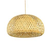 POPETPOP Rustic Bamboo Woven Lampshade Pendant Light Cover Lightweight Ceiling Lamp Shade for Hotel Living Bedroom Easy Tool Installation Handmade Craftsmanship