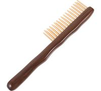 POPETPOP Sandalwood Relieves Headache Wooden Hair Comb Double-row Teeth and Comb Practical Curly Hair Accessory in Brown Wood for Women
