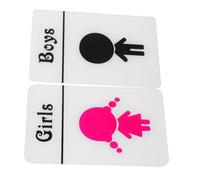POPETPOP Self-adhesive Kindergarten Restroom Sign for S Bathroom Door Cute Acrylic Gender Identification Labels Easy to Clean Bathroom Decor for Nursery and Daycare