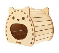POPETPOP Self-assembly Wooden Hamster Hideout Pet Wooden Nest for Animals Natural Comfortable Spacious Design for Dwarf Hamsters Mice and More