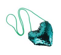 POPETPOP Sequin Mini Heart Shaped Crossbody Purse for Little Plastic Polyester Shoulder Bag with Long Strap for Parties Dress Up and Everyday Use