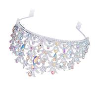 POPETPOP Shiny Rhinestone Bridal Crown Tiara for Wedding Bride Silver Wedding Hair Accessory for Birthday Prom Party and Ceremony Elegant Headpiece for Women