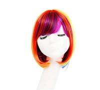 POPETPOP Short Hair Wig Practical and Portable Rainbow with Synthetic High Temperature Fiber for Women for Halloween and Costume Parties