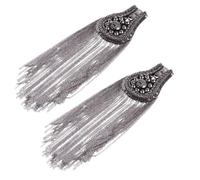 POPETPOP Shoulder Epaulets Practical and Easy Add on Suit Accessory 2pcs Silver Alloy Tassel Brooch with Safety Pin Simple Surface Design Shoulder Boards for Costume and Matching Hats