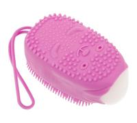 POPETPOP Silicone Bath Brush with Built-in Soap Storage, Automatic Foaming Back Scrubber Body Exfoliator for Shower and Bath, Portable Lavender Purple Bathing Accessory for Home and Hotel
