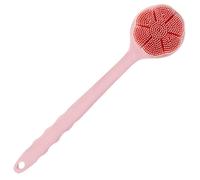 POPETPOP Silicone Bathing Body Brush with Long Handle for Shower Use, Comfortable Texture and Improvement, Pink Back Scrubber for Gentle Exfoliating and Massage
