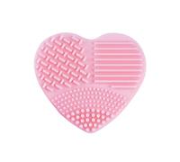 POPETPOP Silicone Heart Shaped Brush Cleaning Pad for Makeup Brushes with Hand Held Design and Water Fillable Feature, Pink Scrubbing Mat for Beauty Tools Cleaning