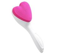 POPETPOP Silicone Manual Face Exfoliator Heart Shape Facial Cleaning Brush for Women Practical Design for Smooth Skin and Safe Use