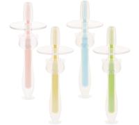 POPETPOP Silicone Toothbrushes Soft Bristles that Will Not Hurt Gums or Teeth 4pcs with Suction Base Lightweight Training Toothbrushes for Oral Care