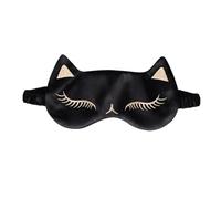 POPETPOP Silk Eyeshade, Eyeshade Ice Compress, Cat Ice Bag Sleeping Mask, Adjustable Buckle, Black, for Home and Travel, for Women