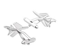 POPETPOP Silver Airplane Cufflinks for Men and Women, Copper Material with Fashionable and Practical Design, for Business Meetings and Anniversaries Accessories
