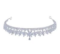 POPETPOP Silver Crown Women Headband Cubic Zirconia, Comfortable Copper Wedding Accessories for Brides, for Birthday Celebration and Formal Occasions
