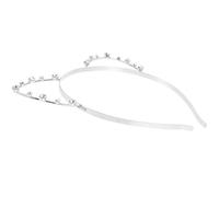 POPETPOP Silver Rhinestone Cat Ears Headband Metal Animal Ear Accessory for Costume Party Masquerade Ball Holiday Prom One Fits Women