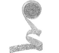 POPETPOP Silver Rhinestone Chain with Adhesive Backing, Cuttable Resin Crystal Bead Trim for DIY Crafts and Garments Decoration, Elegant Hotfix Diamond Applique Ribbon