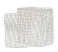 POPETPOP Silver Rhinestone Mesh Roll 24 Rows Crystal Decorative Trim Ribbon for Wedding Napkin Holders, Birthday Cake and Christmas Party Decorations, Cuttable Costume Craft Wrap