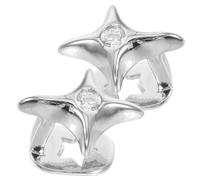 POPETPOP Silver Star Teeth Grill Jewelry Lightweight Copper Material with Comfortable Fit 2pcs Unique Single Tooth Design for Women and Men for Parties and Performances Accessories