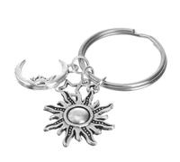 POPETPOP Silver Sun Moon Star Keyring, Moon Key Ring Keychain Pendant, Celestial Bag Hanging Decor Gift for Women and Men