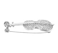 POPETPOP Silver Violin Brooch Pin with Delicate Enamel Work and Rhinestones, Alloy Material, Stylish Design Adds Elegance to Clothing and Hats for Men and Women at Formal Events Or Casual