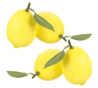 POPETPOP Simulated Lemon Model 4Pcs Artificial Lemons with Leaves for Home Decor and Party Photo Props