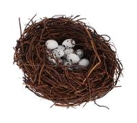 POPETPOP Simulated Rattan Bird Nest with Tiny Eggs for Micro Landscape Crafts Realistic Miniature Garden Birds Nest Decoration Cozy and Playful Sandbox Ornament for Home and Party
