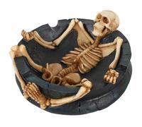 POPETPOP Skull Ashtray Ash Container Black Resin with Thick Texture Chic Decoration Work of Art for Halloween Festival Patio and Restaurant Use