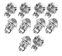 POPETPOP Skull Dreadlock Beads 10Pcs Pirate Hair Accessories for Men Vintage Braid Charms DIY Beard Braiding Jewelry for Concerts and Outdoor Events