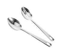 POPETPOP Slotted Serving Spoons Set Serving Utensils Stainless Steel 2pcs with Sturdy Ergonomic Handles, Sturdy Kitchen Utensils Silver Metal for Buffet and Everyday Cooking