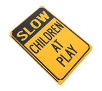 POPETPOP Slow Down Warning Sign for Playing Iron Outdoor Safety Sign 30X20Cm 2pcs for School Zones