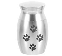 POPETPOP Small Alloy Pet Urns for Ashes with Silver Lightweight Jar Design, Sealed Tightly for Memorial and Funeral Use with Cat and Dog Keepsake Storage