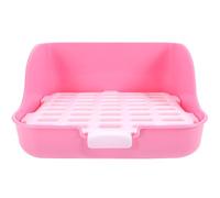 POPETPOP Small Animal Pet Toilet Potty Trainer Litter Box for Rabbits Guinea Pigs with Pink Square Tray Suitable for Household Small Pets