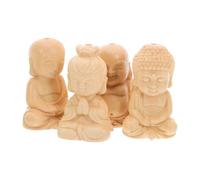 POPETPOP Small Buddha Zen Statue Figurines 4Pcs Handmade Sitting Meditation Sculptures Decorative Ornaments for Home and Garden Decor Asian Buddhist Craft Micro Carved Monks