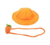 POPETPOP Small Bunny Pet Costume Caps with Orange Felt Hat and Woolen Yarn Carrot Bag, Lovely Environmental Protection Material for Small Animals and Pet Rabbit Accessories