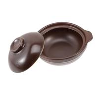 POPETPOP Small Casserole Pot Ceramic Food Stew Pot 7.66x6.29x3.54in Light Brown Double Side Handles Heated Evenly Fast Heating Household Cooking