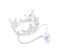POPETPOP Small Dog and Cat Tiara Crown with Adjustable Strap, Silver Alloy Jewelled Headband for Wedding Accessories and Pet Photo Props