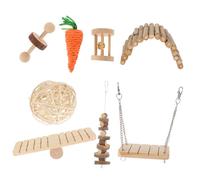 POPETPOP Small Pet Cage Toy Hamster Swing Seesaw Toy Wooden Climbing Ladder Fun