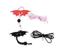 POPETPOP Small PET Harness Leash 2PCS Adjustable Rope with Cute Wings For Hamster Guinea Pig Mouse Rat Ferret Rabbit Soft Material Pink and Black