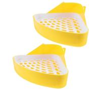 POPETPOP Small Plastic Litter Box Stain and Odour Resistant 2pcs Triangle Shaped Space-saving Cage Potty Trainer with Smooth Surfaces for Rabbit and Hamster for Small Animal Cage Corners