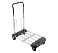 POPETPOP Small Shopping Trolley Folding Trailer Practical Cart Foldable Strong Bearing Capacity Aluminium Alloy Pu Wheels Portable for Shopping and Different Places