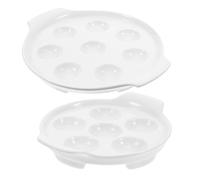 POPETPOP Snail Plates Serving Platters and White Ceramic 9-inch 8-Hole with 2pcs French Style Porcelain Escargot Baking Dish Set 7-inch 6-Hole, Oven-Safe for Seafood and Mushroom Home