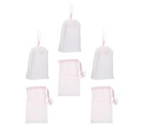 POPETPOP Soap Foaming Saver Nets and Lanyards 6pcs with Double-layer Grid Design for Easy Facewash Bubble Making, Pe Material Foaming Pouch for Skincare and Soap Kit Use