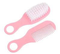 POPETPOP Soft Baby Hair Brush Set Plastic Material and Infant Massage Comb in Pink, Smooth Use and Blood Circulation for Newborns and Infants for Newborn Hair Care