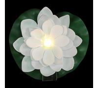 POPETPOP Solar Flower Floating Light White Plastic Solar Lights Outdoor Home Decoration for Pool Garden Offering to Buddha